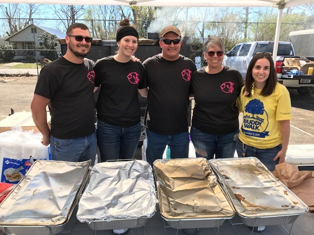Saint Leo and Piggy Palace BBQ group who served (Josh Proctor, Savannah Proctor '17, Dan Gildea,Tami Gildea, and Liz Heron)